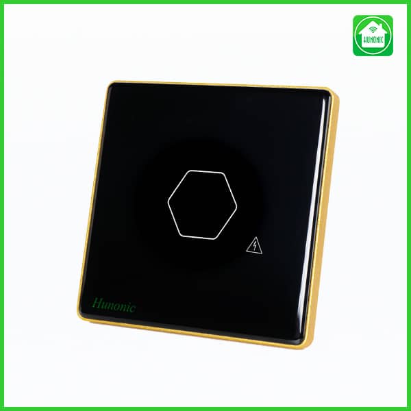 Công Tắc Cảm Ứng Hunonic Luxury Hình Vuông Viền Vàng